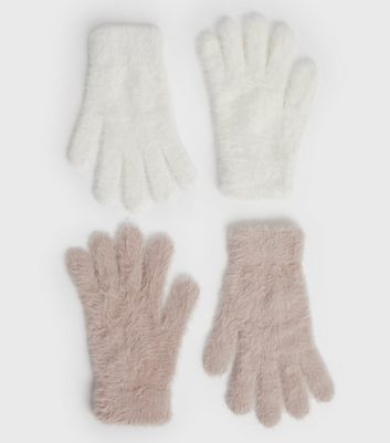 fuzzy white gloves