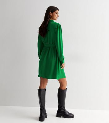 Light Green Belted Long Sleeve Mini 