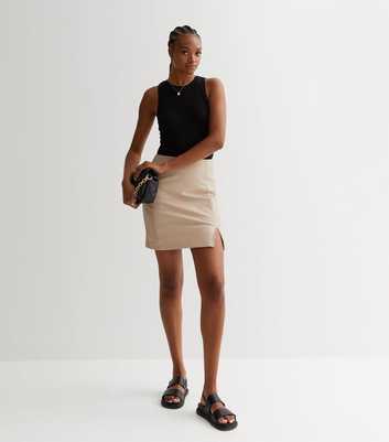 Tall Stone Leather-Look Split Hem Mini Skirt