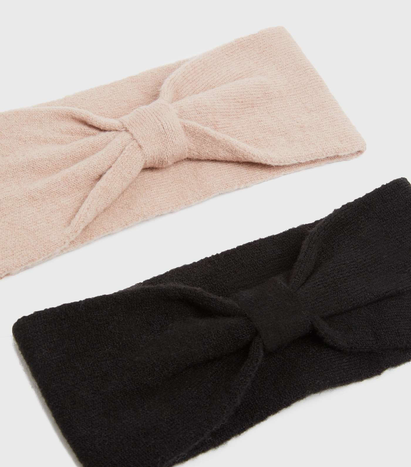 2 Pack Pink and Black Knit Knot Front Headbands Image 3