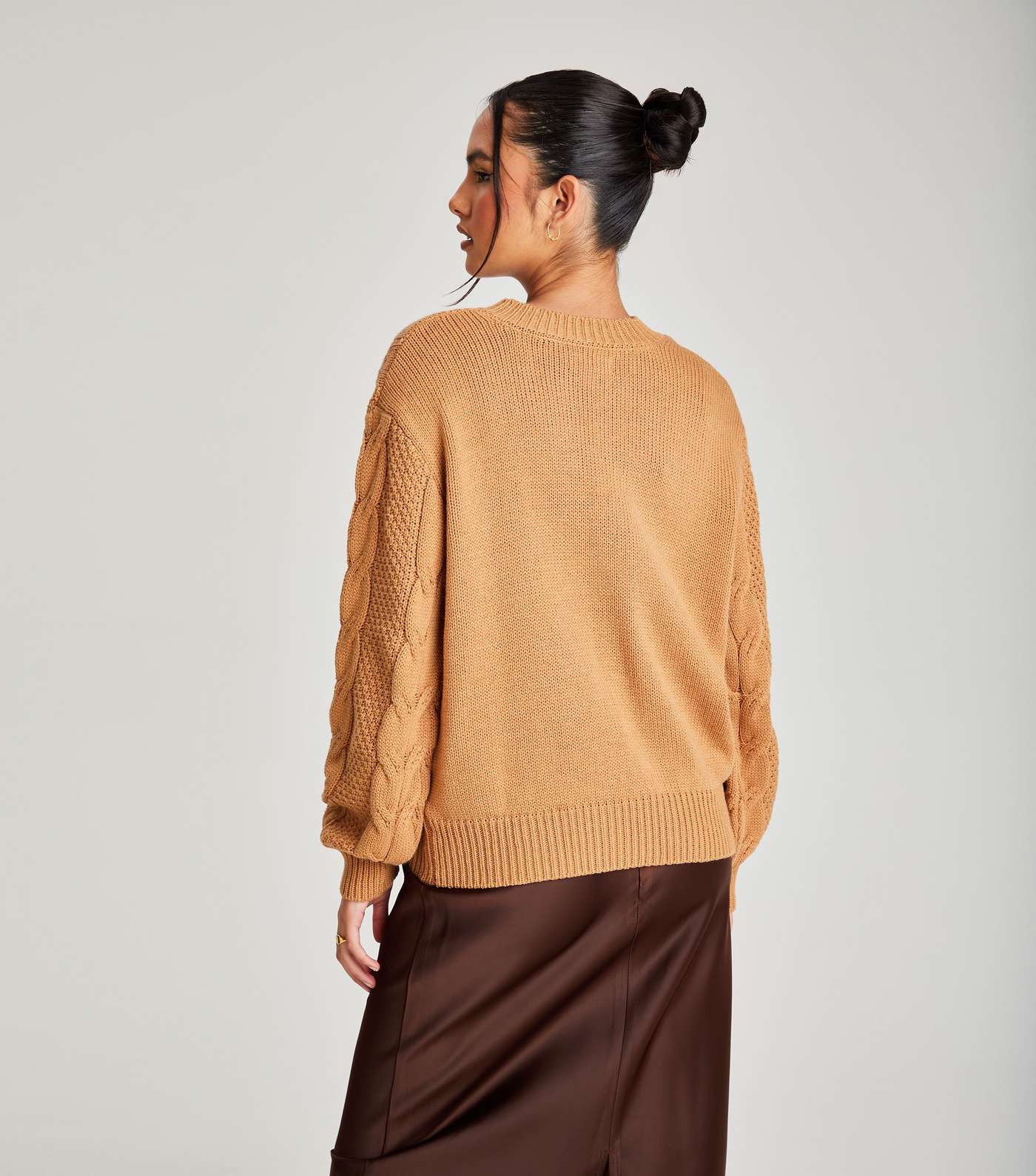 Urban Bliss Camel Cable Knit Jumper Image 4