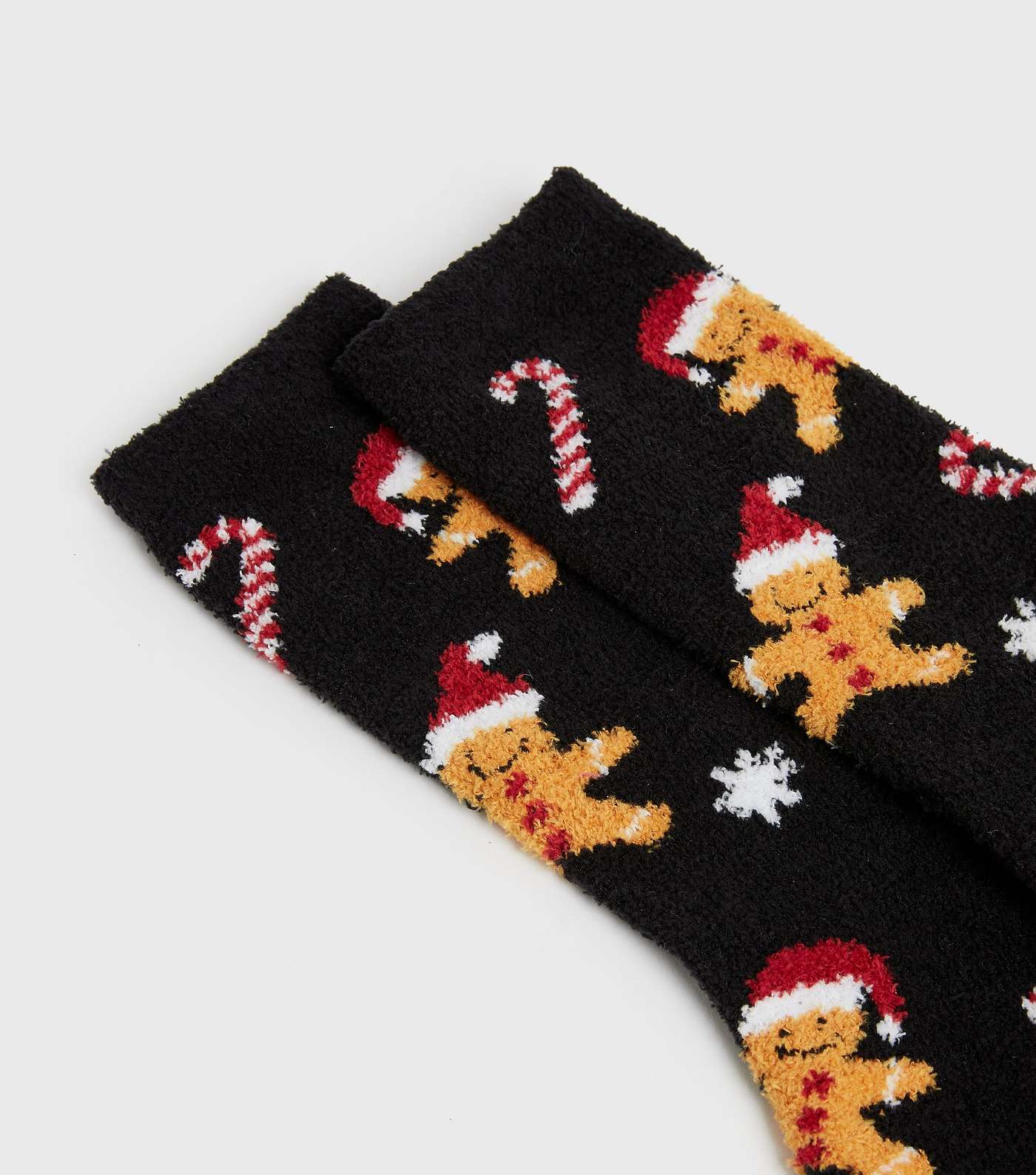 Black Christmas Gingerbread Fluffy Socks Image 2