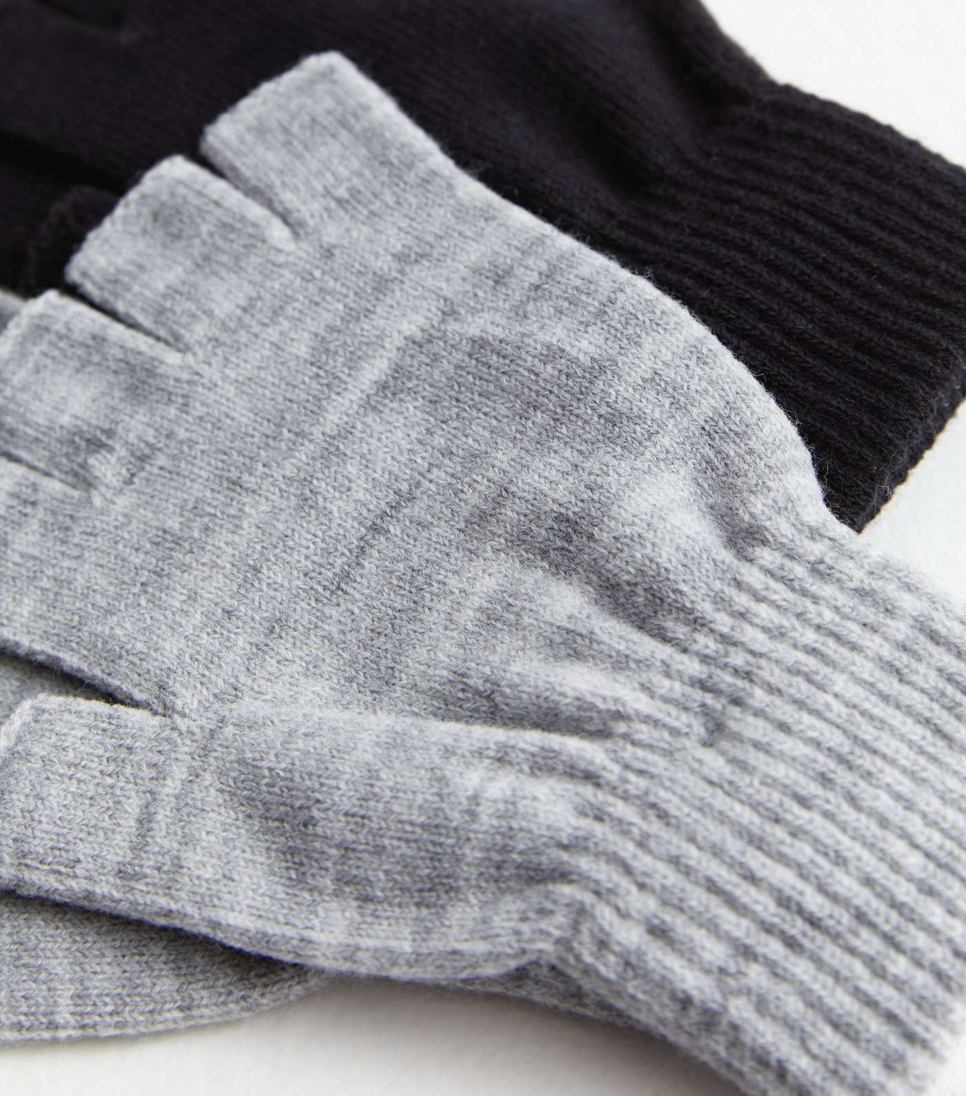2 Pack Black and Grey Fingerless Gloves Image 2