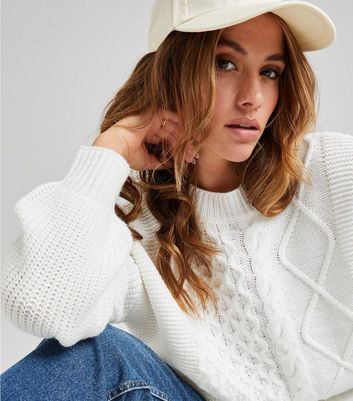 Urban Bliss White Cable Knit Jumper 