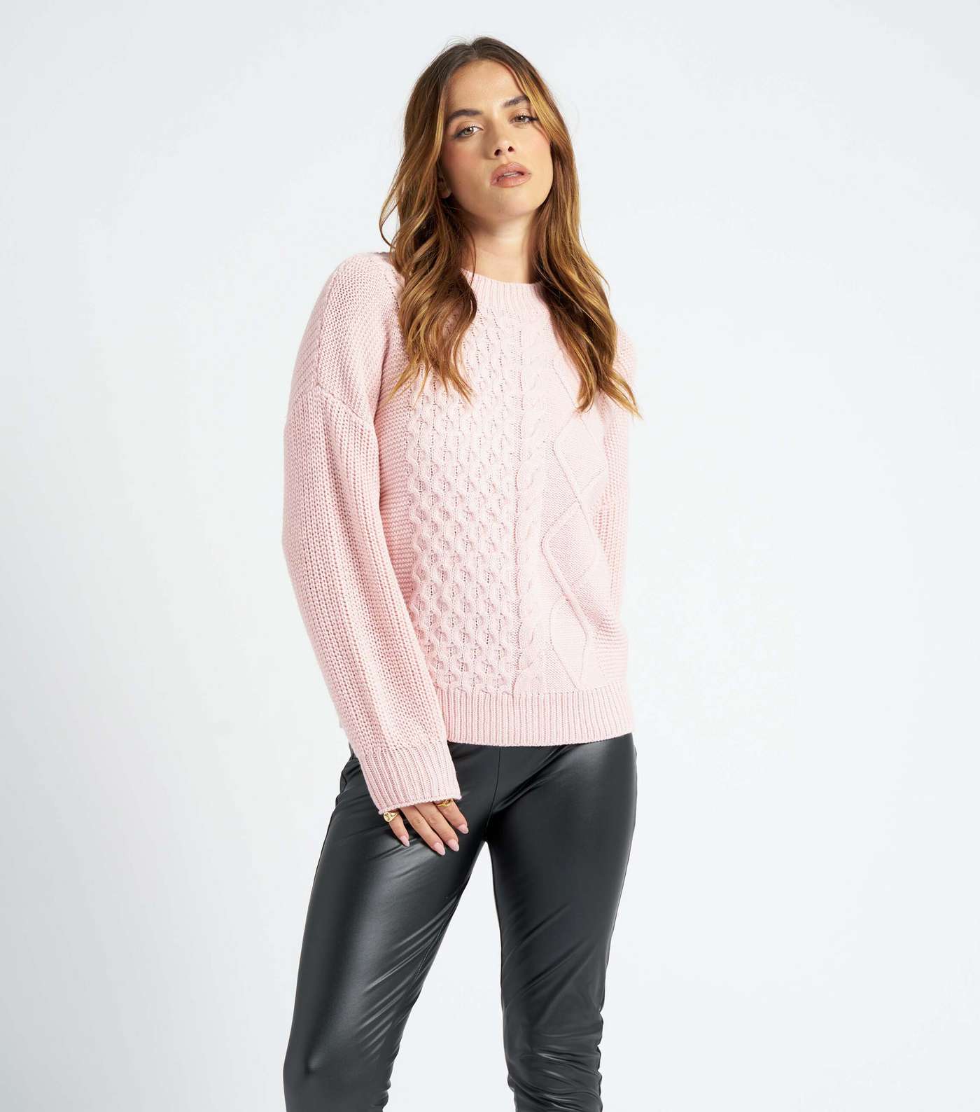 Urban Bliss Pink Cable Knit Jumper Image 2