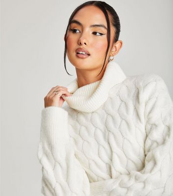 Cream knit clearance roll neck jumper