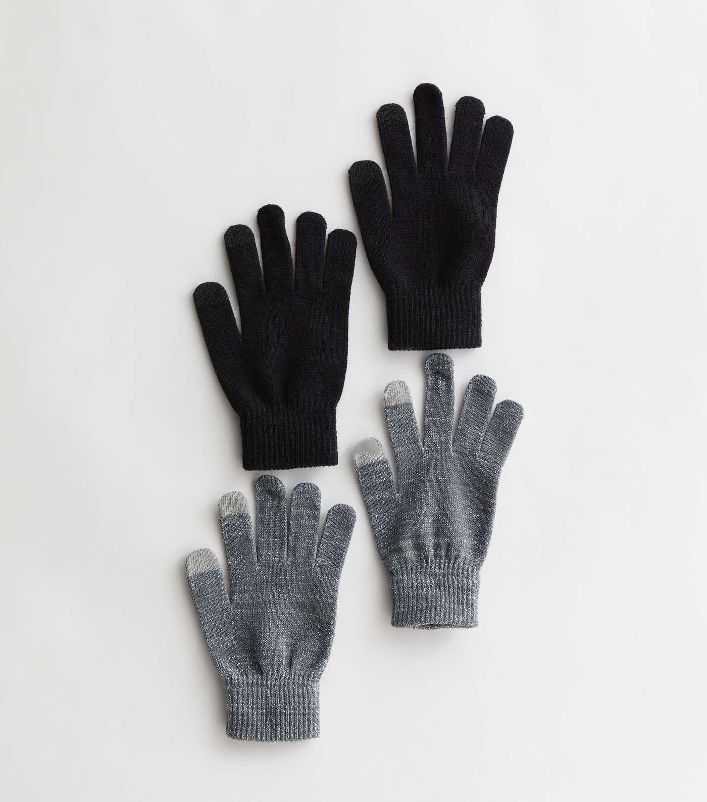 2 Pack Light Grey and Black Glitter Smart Gloves