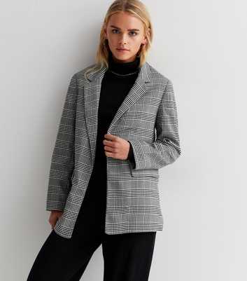 Petite Black Check Relaxed Fit Blazer