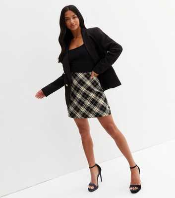Petite Off White Check A Line Mini Skirt