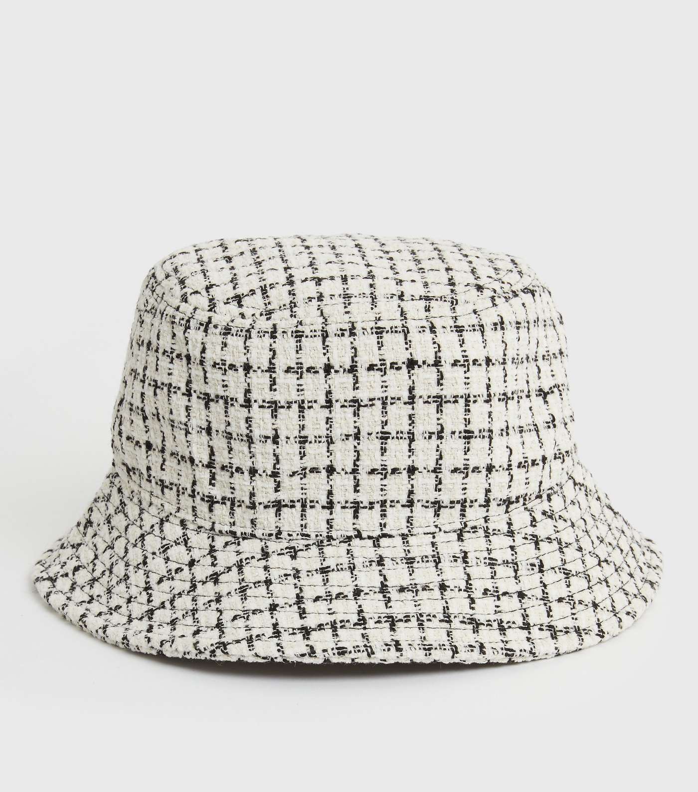 White Bouclé Bucket Hat Image 2