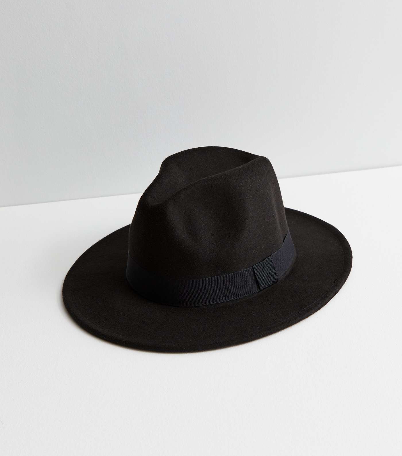 Black Ribbon Trim Fedora Hat Image 2