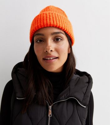 Bright Orange Chunky Knit Beanie | New Look