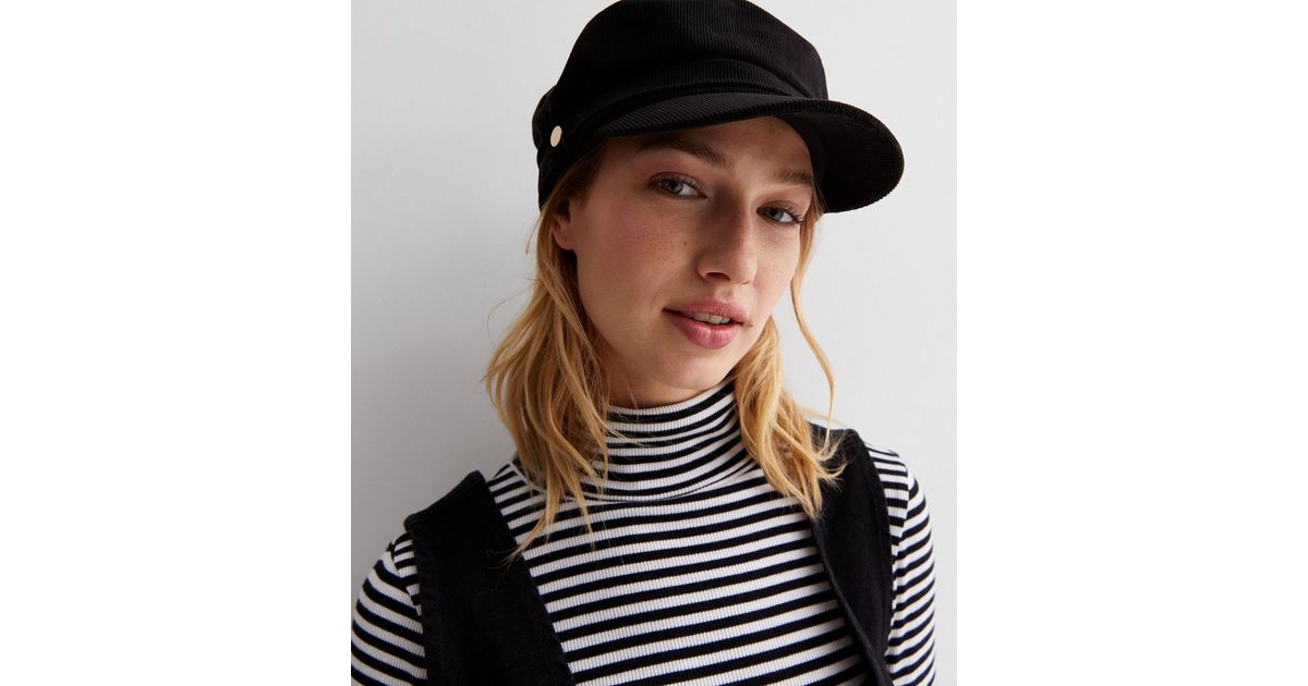 Black Cord Baker Boy Hat New Look