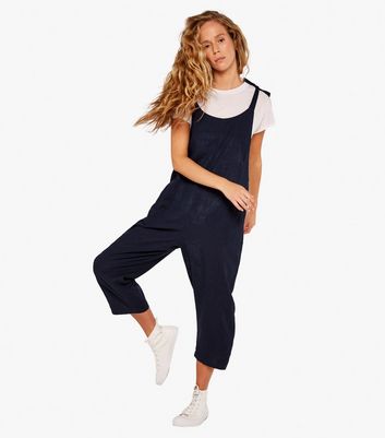 Apricot Navy Tie Strap Crop Jumpsuit | New Look