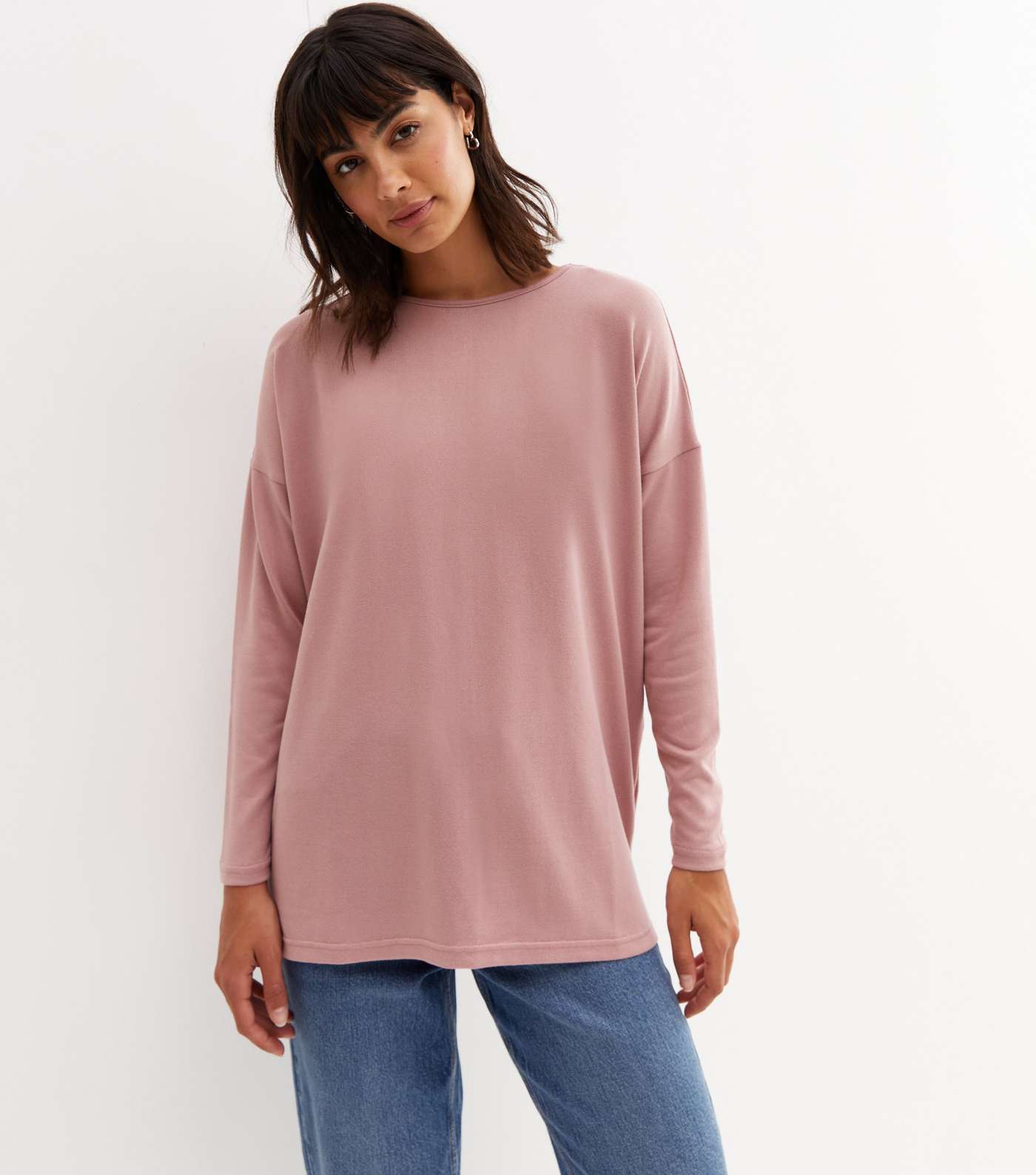 Pale Pink Fine Knit Long Sleeve Top Image 2