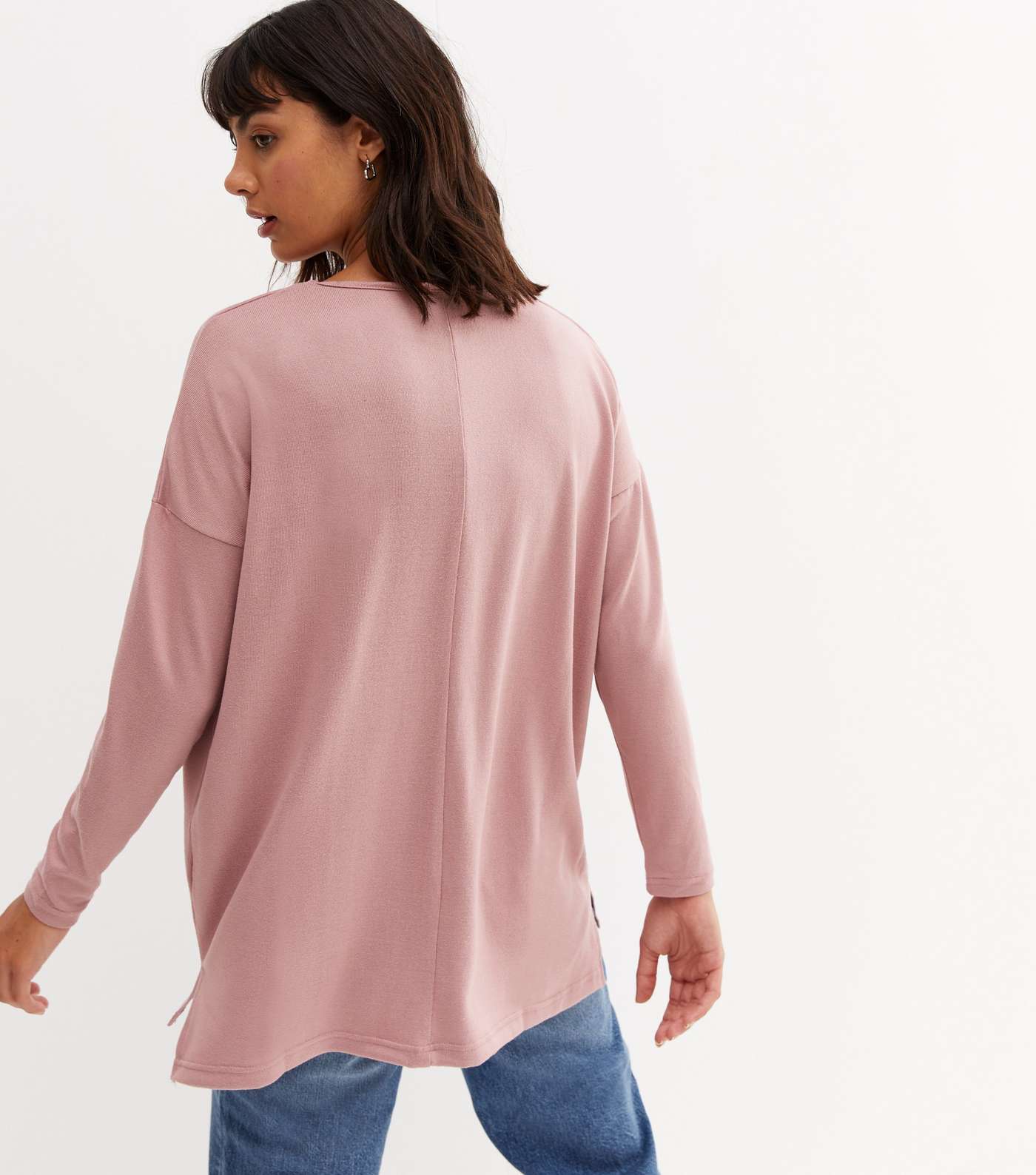 Pale Pink Fine Knit Long Sleeve Top Image 4