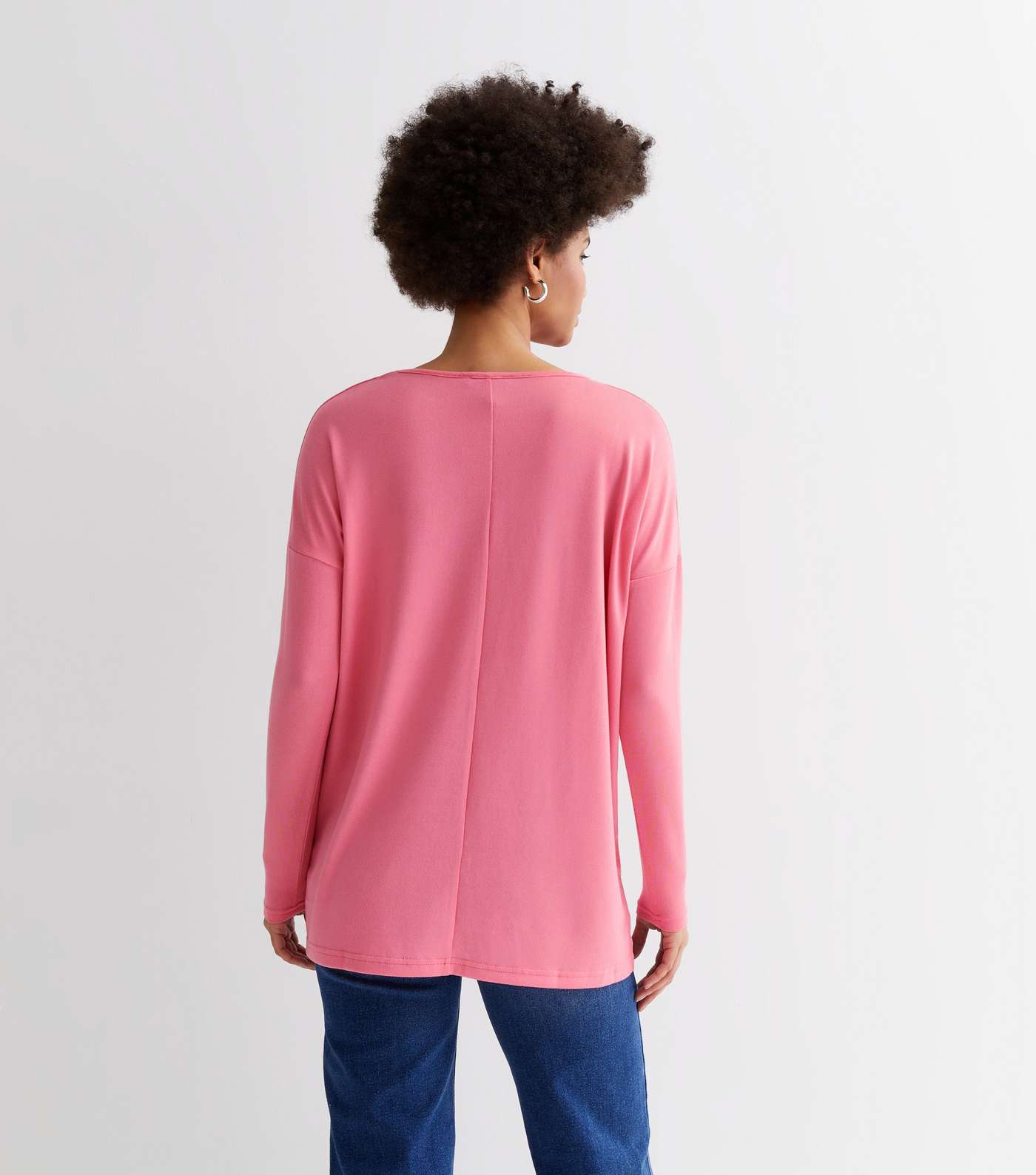 Bright Pink Fine Knit Long Sleeve Top Image 4