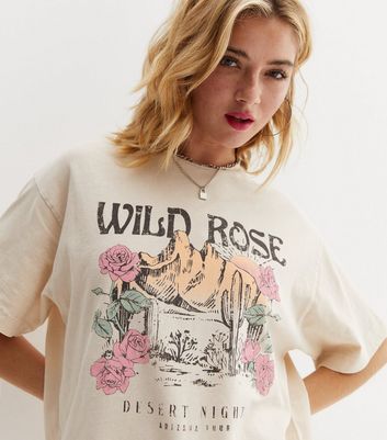 Off White Wild Rose Logo Oversized T Shirt New Look