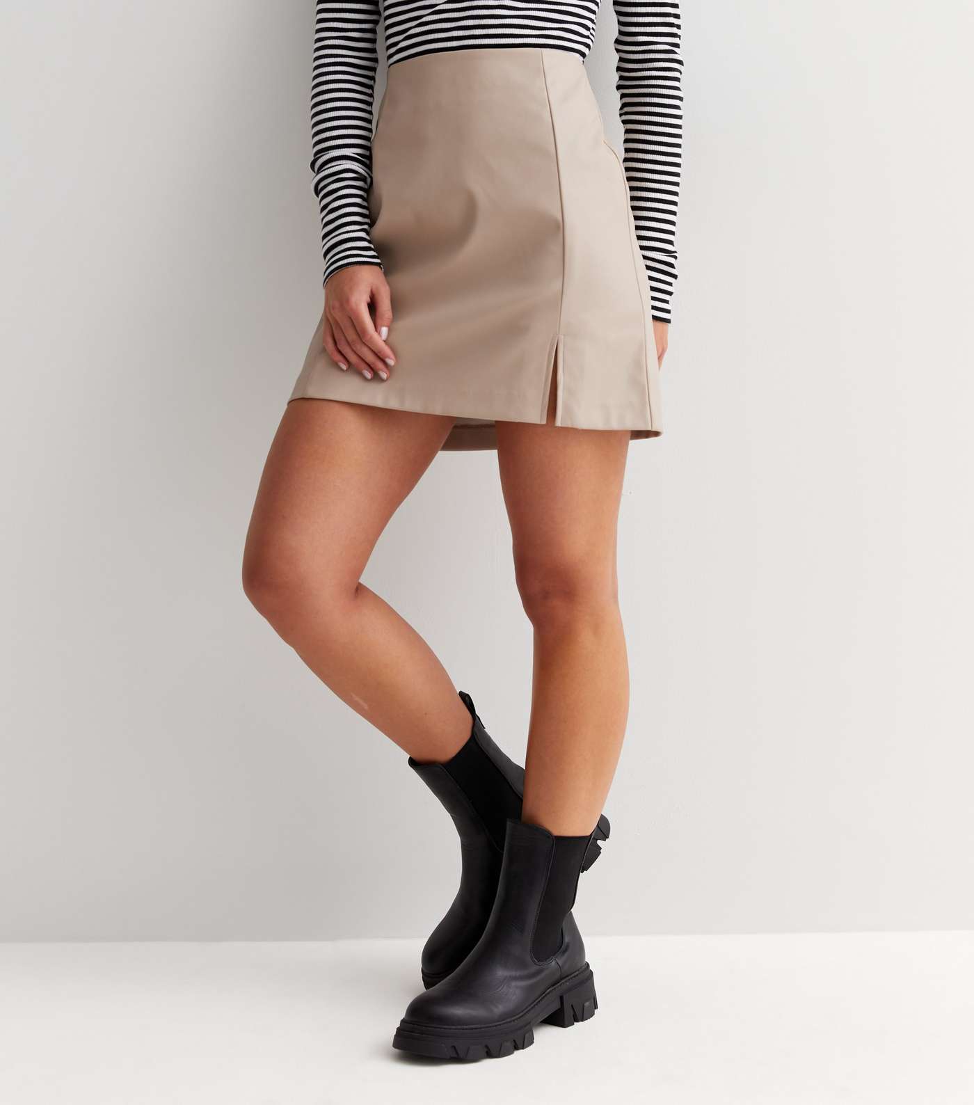 Petite Stone Leather-Look High Waist Skirt Image 2