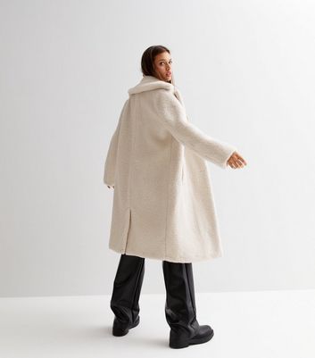 cream teddy long coat