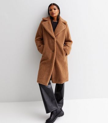 New Look Tan Teddy Long Coat