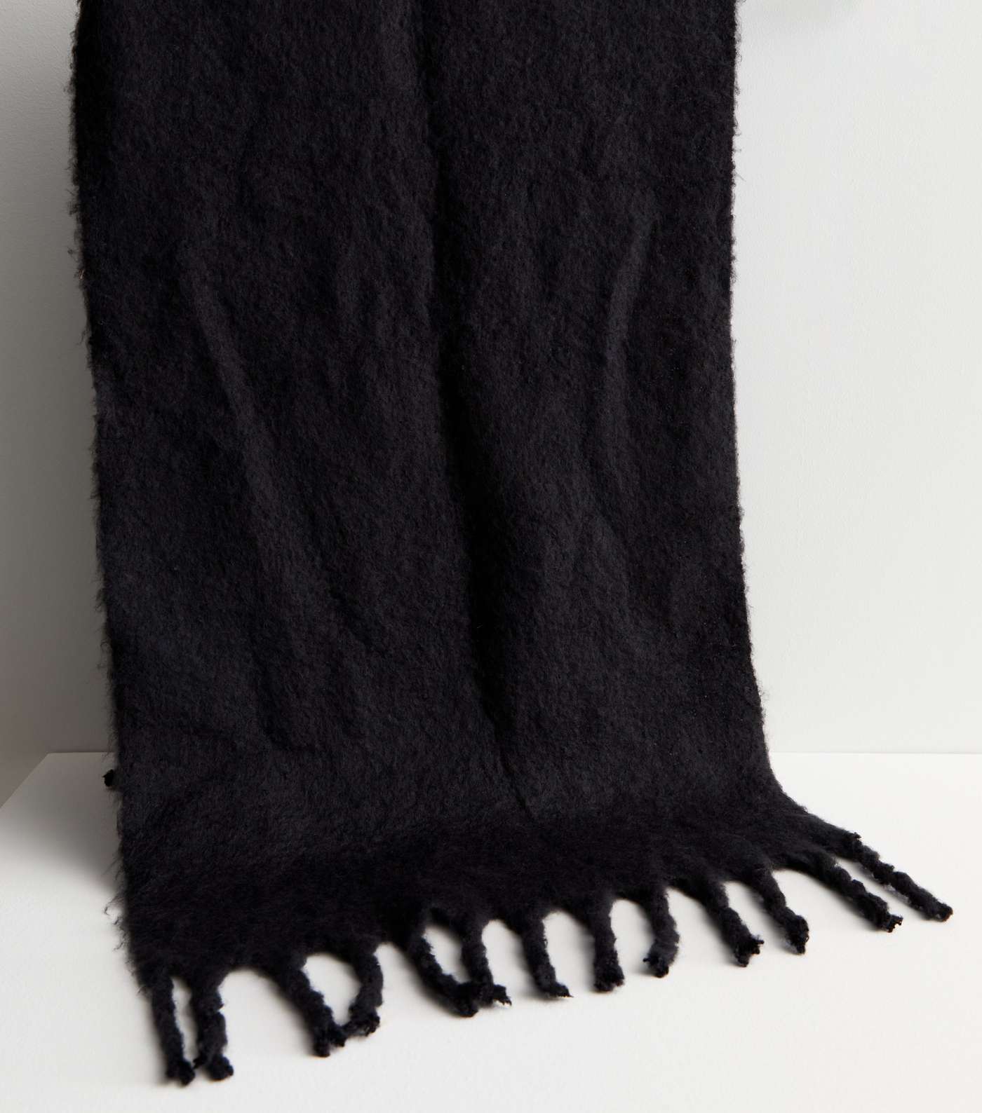 Black Knit Long Tassel Scarf Image 2