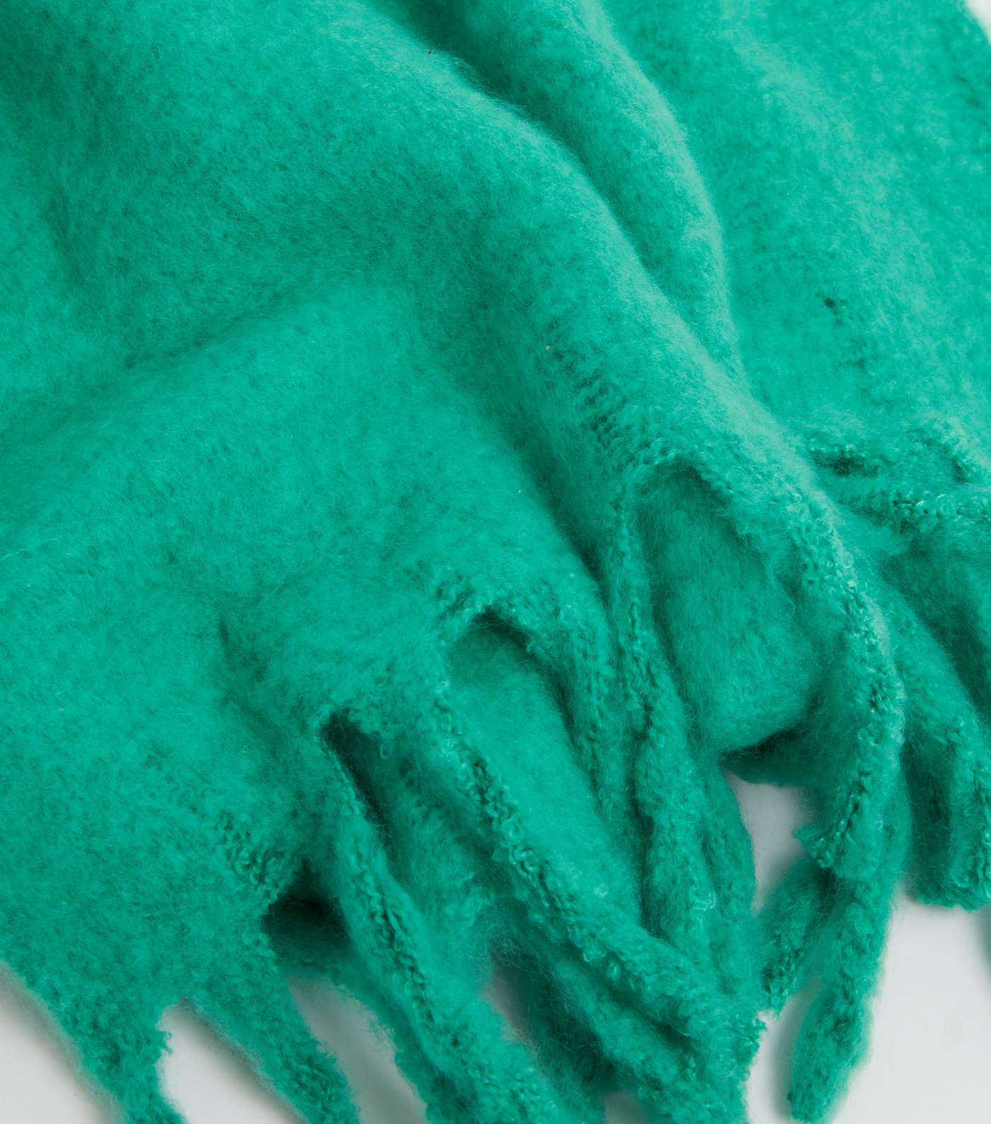 Green Knit Long Tassel Scarf Image 3