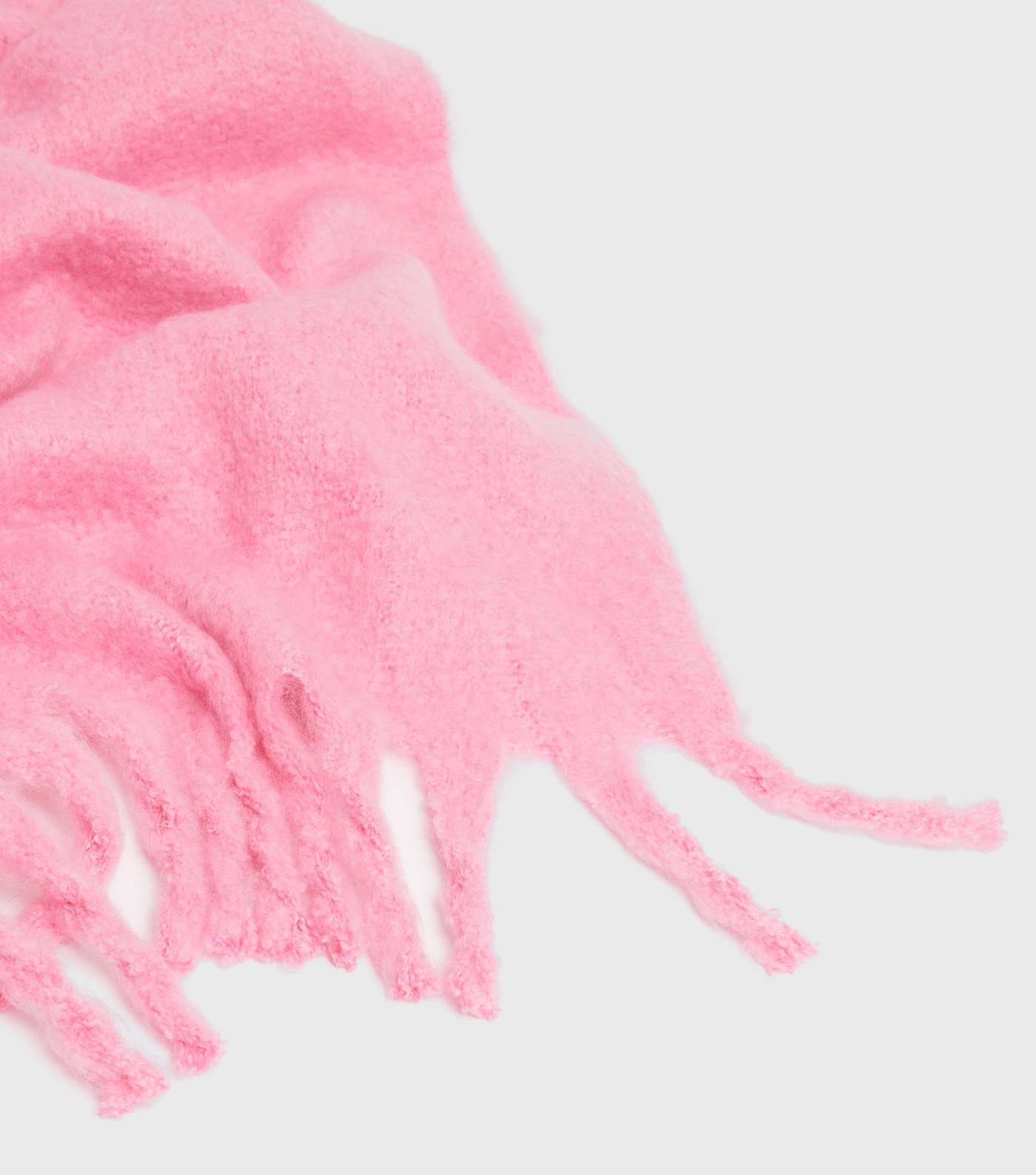 Bright Pink Knit Long Tassel Scarf Image 3