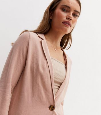 Pale Pink Linen-Look Oversized Blazer New Look