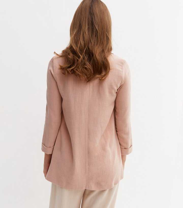 Pink New Look Oversized Coat Dusky Pink Blazer Pale Pink Linen