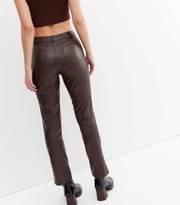 Brown Vegan Leather Trousers  Rare London