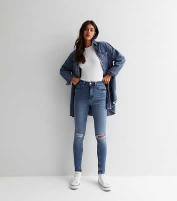Blue Ripped Knee Lift & Shape Jenna Skinny Jeans
