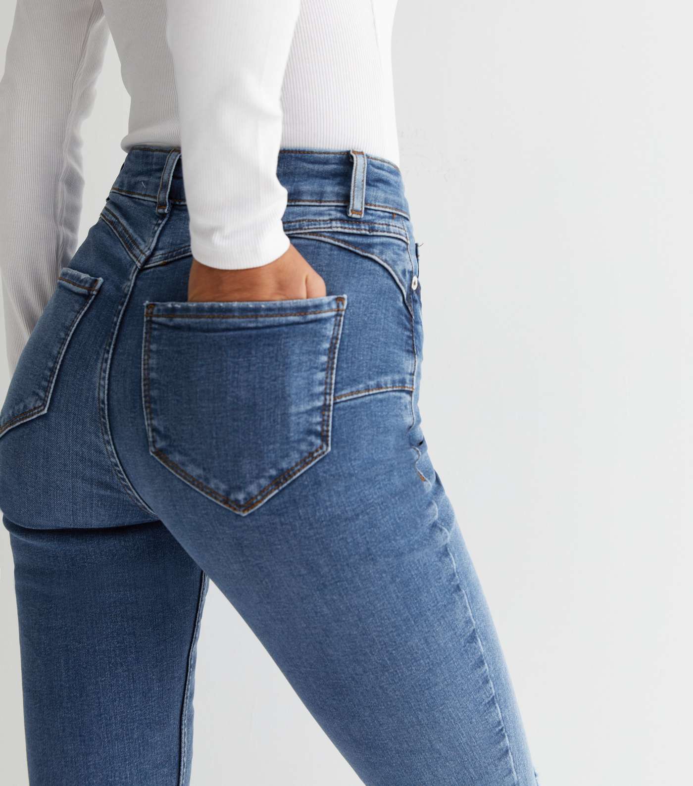 Blue Ripped Knee Lift & Shape Jenna Skinny Jeans Image 3