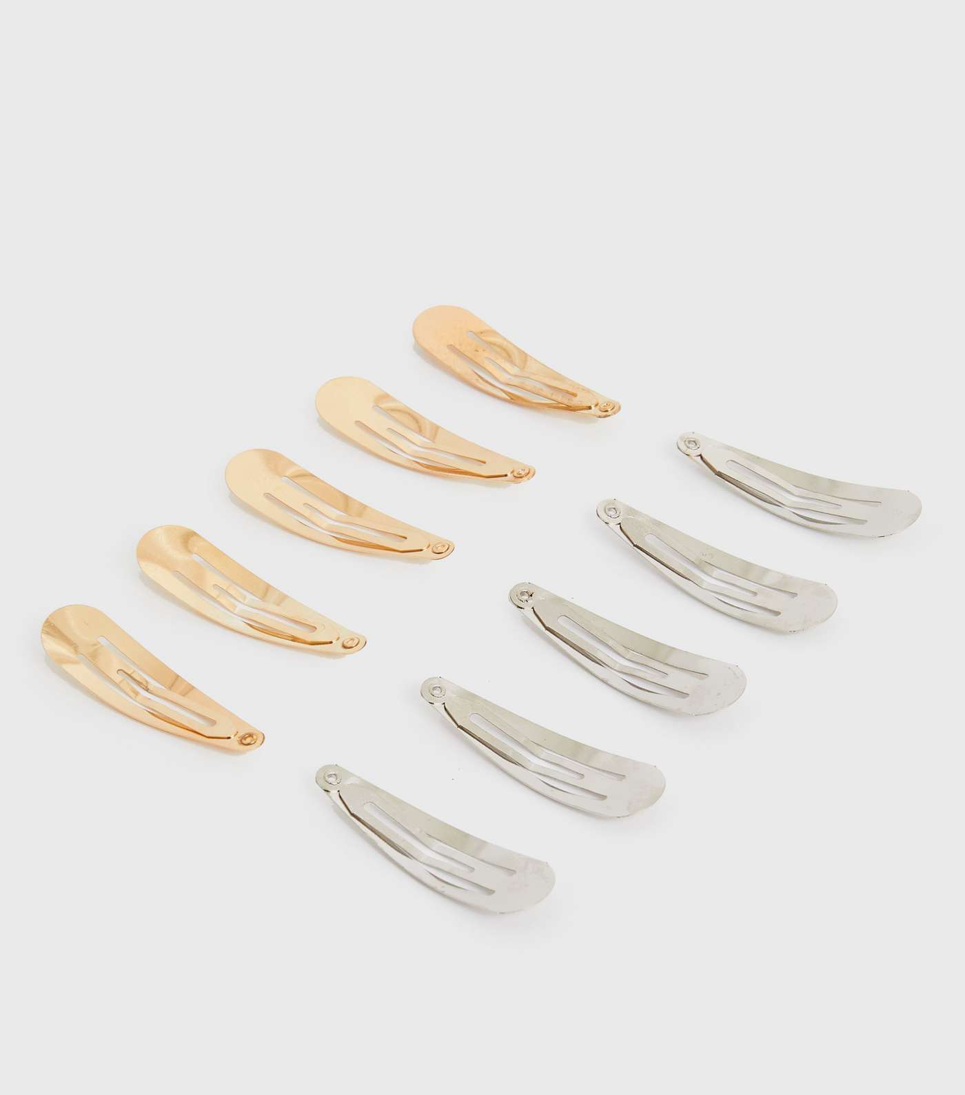 10 Pack Gold and Silver Snap Hair Clips Image 2