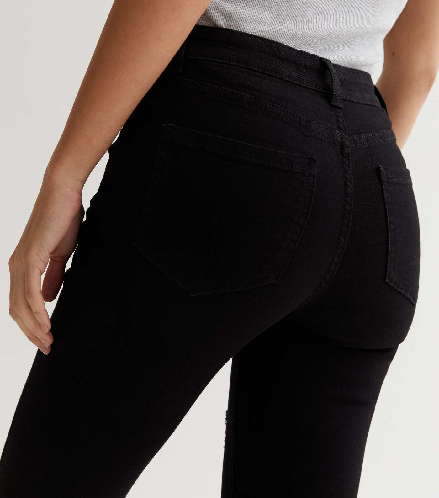 Black Ripped Mid Rise Amie Skinny Jeans Image 3