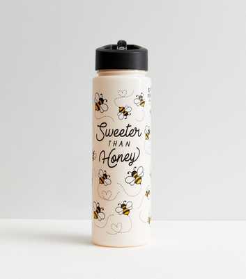 Cream Sweeter than Honey Bee Logo Straw Water Bottle