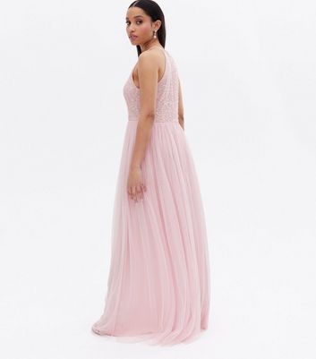 Maya Petite Pink Sequin Halter Maxi Dress New Look