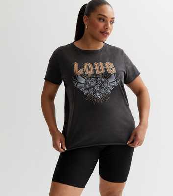ONLY Curves Dark Grey Love Logo T-Shirt