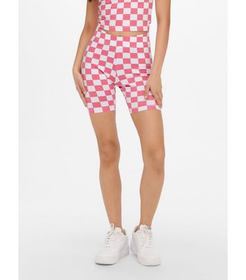 shop for NEON & NYLON White Checkerboard Biker Shorts New Look at Shopo