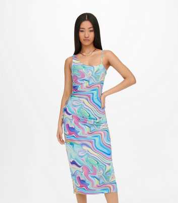 NEON & NYLON Bright Blue Swirl Cut Out Midi Dress