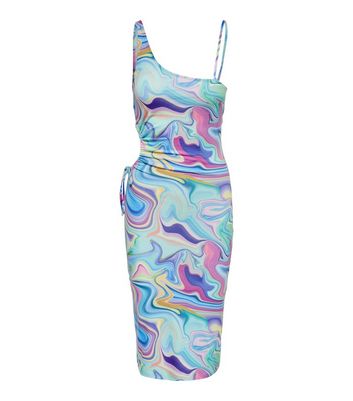 shop for NEON & NYLON Bright Blue Swirl Cut Out Midi Dress New Look at Shopo