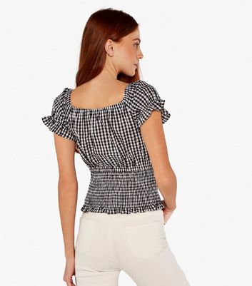 Click to view product details and reviews for Apricot Black Gingham Shirred Top New Look.