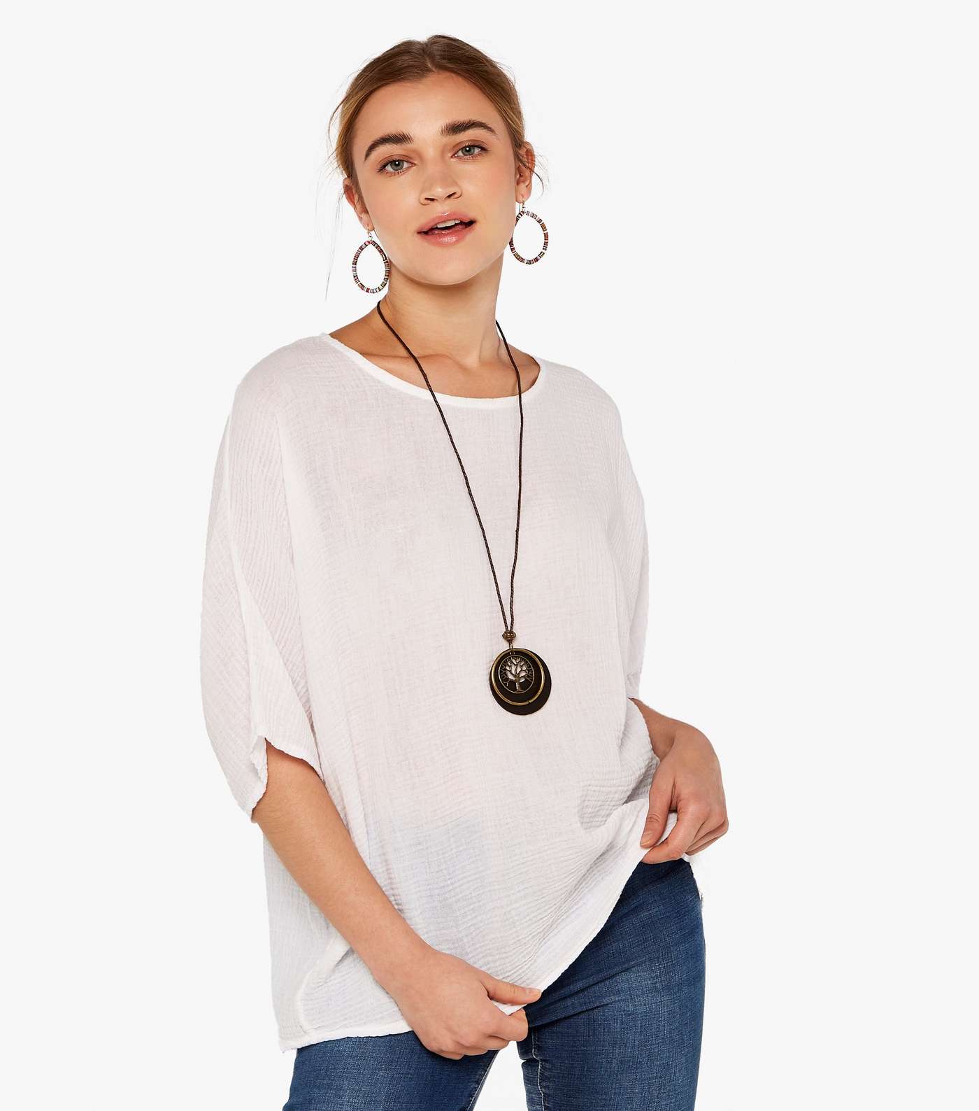 Apricot Cream Textured Necklace Top