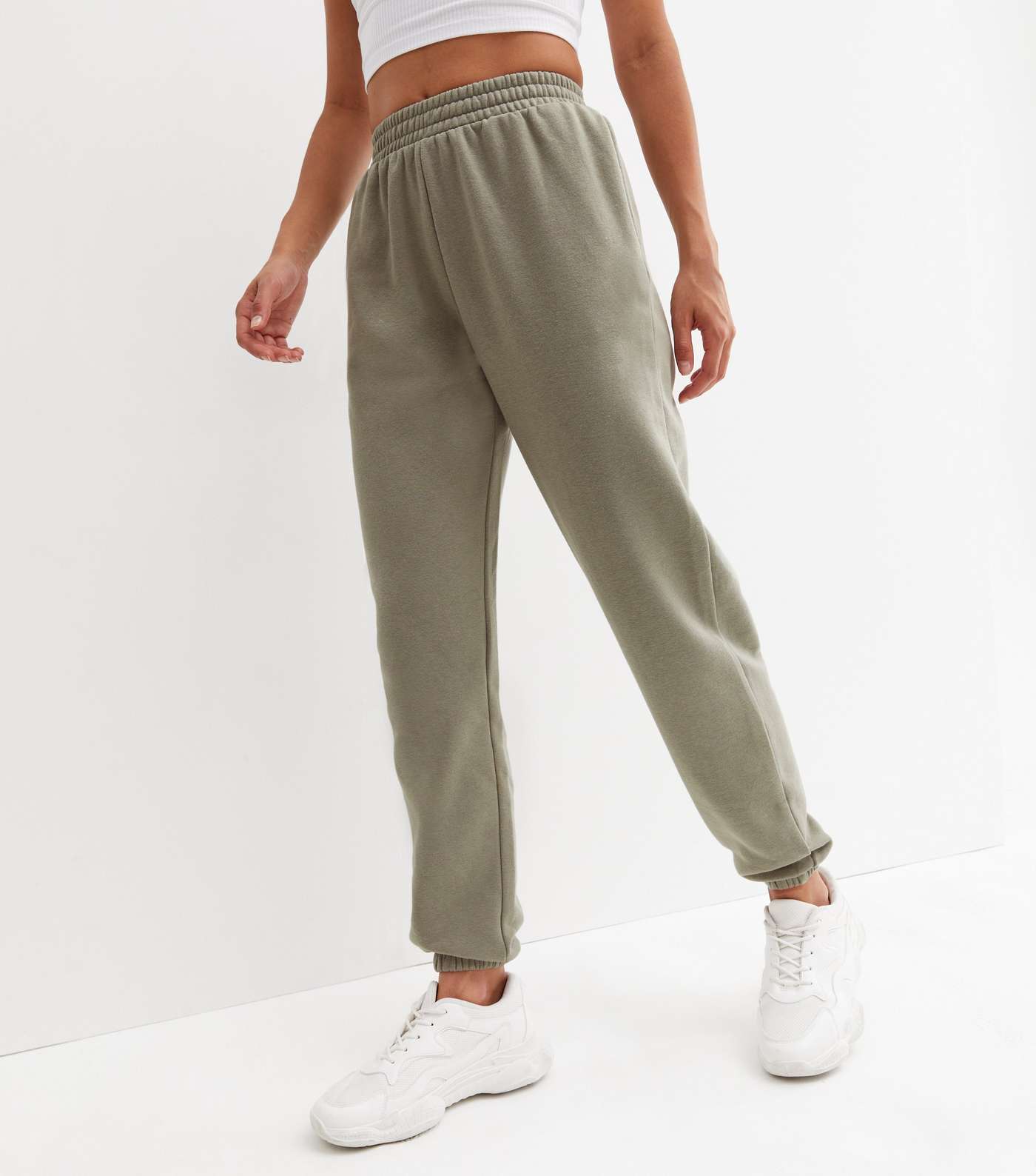 Olive Jersey Cuffed Joggers Image 2