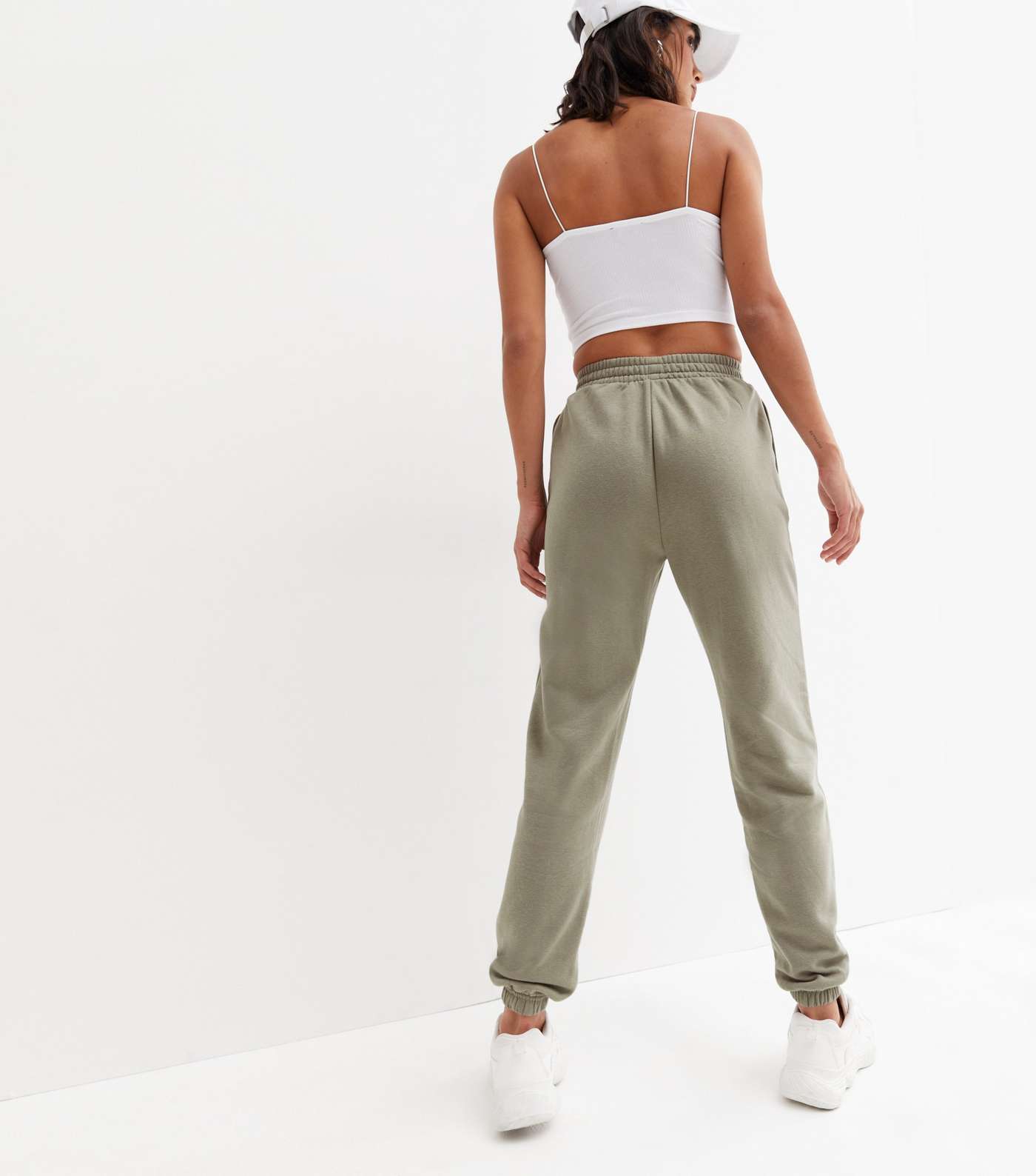 Olive Jersey Cuffed Joggers Image 4