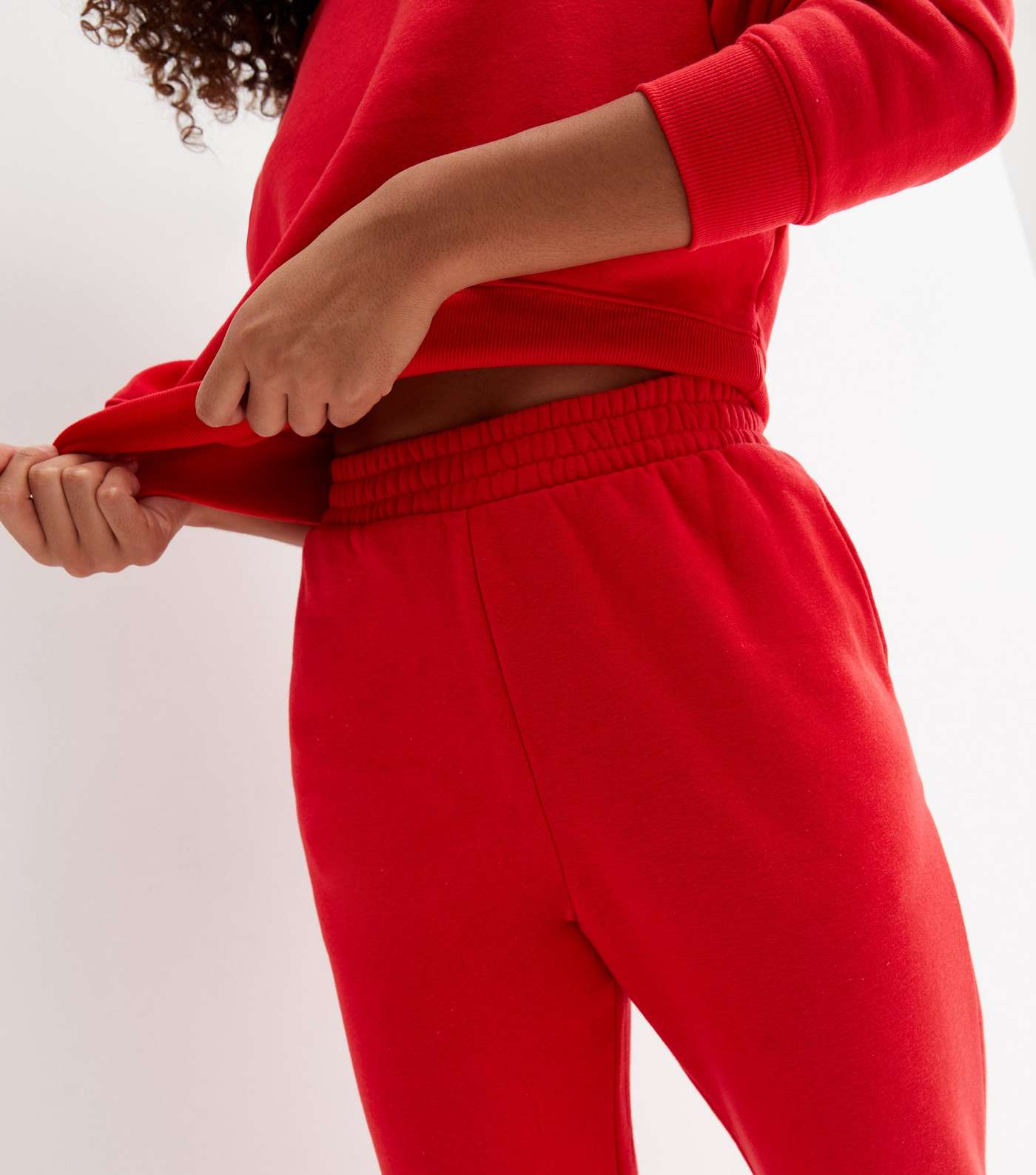 Red Jersey Cuffed Joggers Image 4