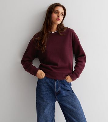 Burgundy Crew Neck Sweatshirt | New Look
