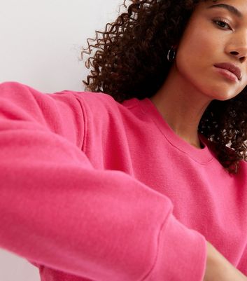Bright pink crew neck sweatshirt Clearance