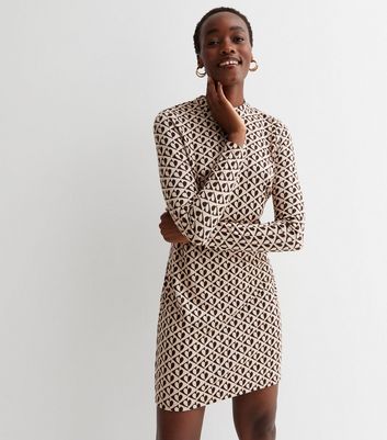 High neck shop jacquard dress