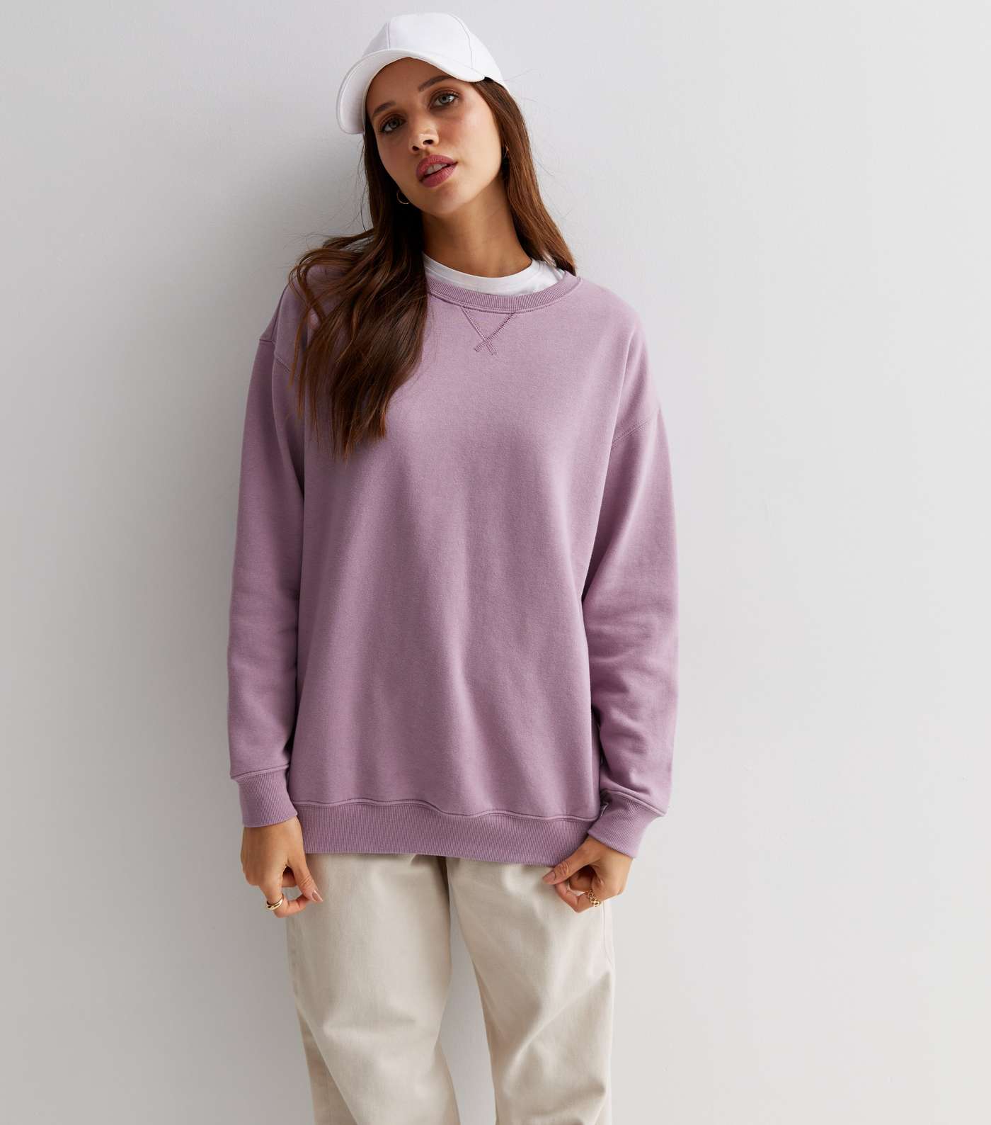 Lilac Round Neck Long Sleeve Sweatshirt  Image 3